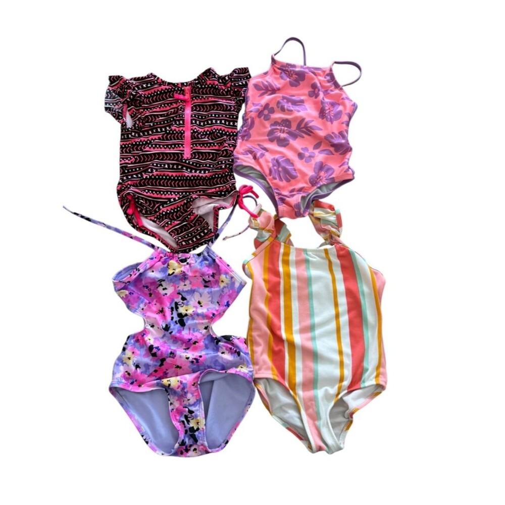 Cat & Jack Girls' One-Piece Swimsuits - Pack of 4; Size 4T and XS